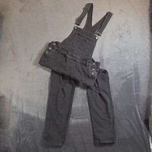 Torrid Denim Crop Overall Distressed Ripped Black Wash Size 10 Overalls